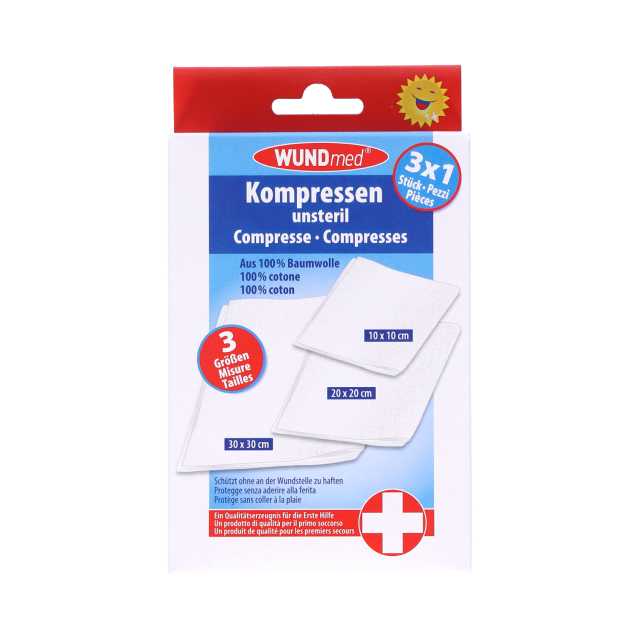 Wundmed ® Kompressen unsteril 100% Baumwolle 3 Größen