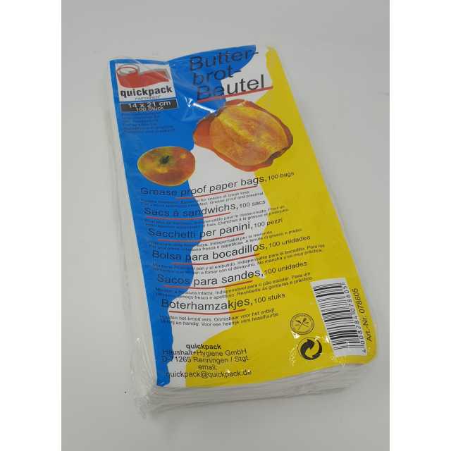 Butterbrotbeutel 100 Stück, ca. 14x21cm