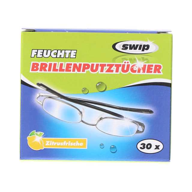 Feuchte Brillenputztücher 30 Stück mit Zitrusfrische