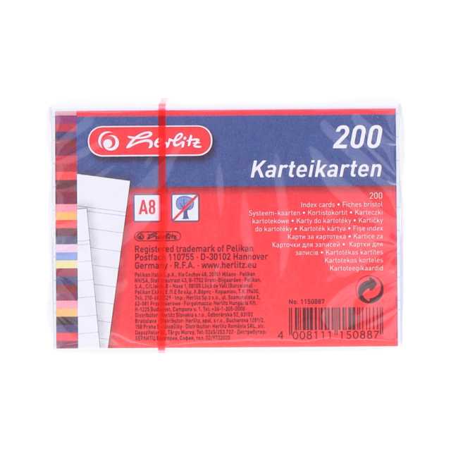 Herlitz Karteikarten DIN A8 liniert, weiß, 200 Stück