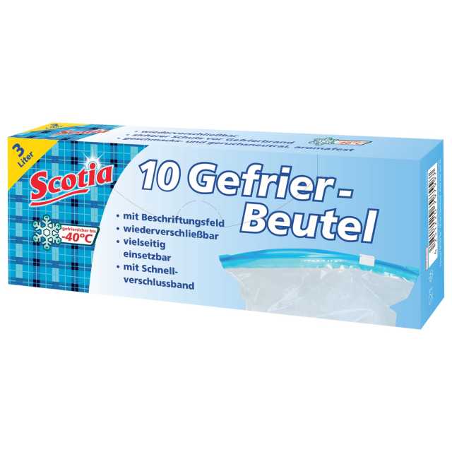 Scotia Gefrierbeutel mit Schnellverschlussband 3 Liter, 22 x 32 cm, 10 Stück