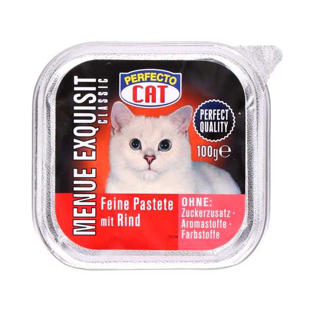 Perfecto Cat Katzenfutter 100 g Aluschale Rind