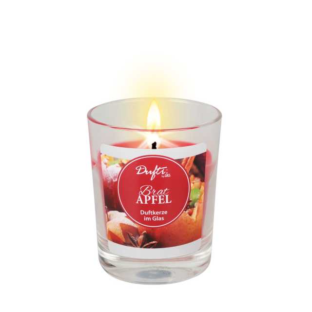 Gies Duftkerze im Glas Bratapfel Höhe 8,5 cm Brenndauer 21 Stunden