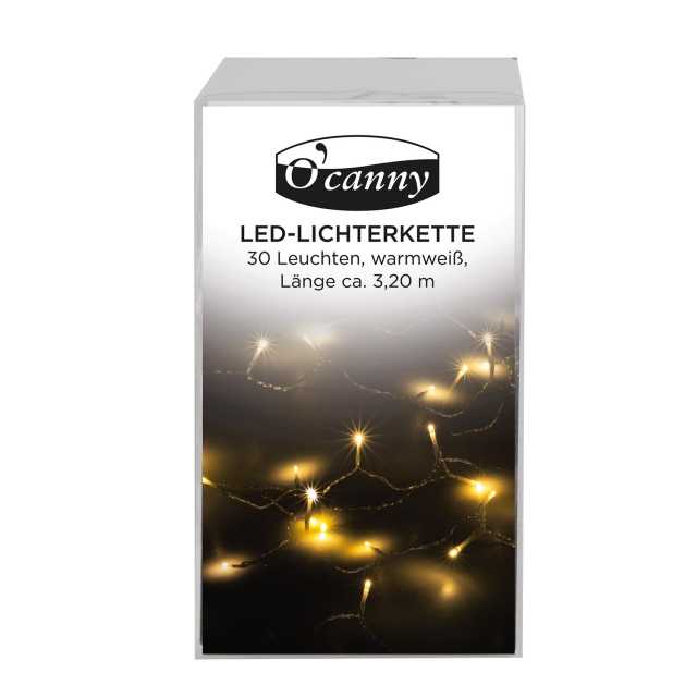 O'Canny LED-Lichterkette ca. 3,20 m, warmweiß, 30 Leuchten