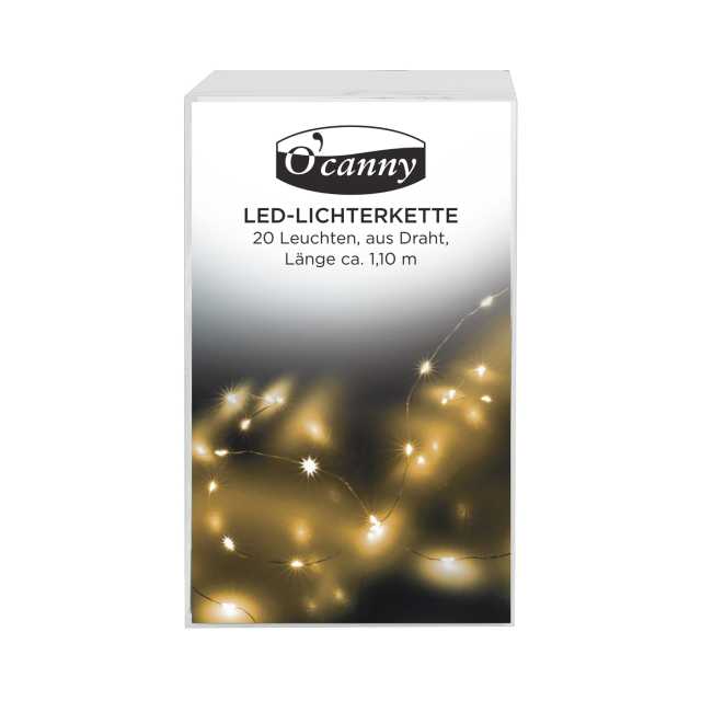 O'Canny Draht-LED-Lichterkette, warmweiß, ca. 1,10 m