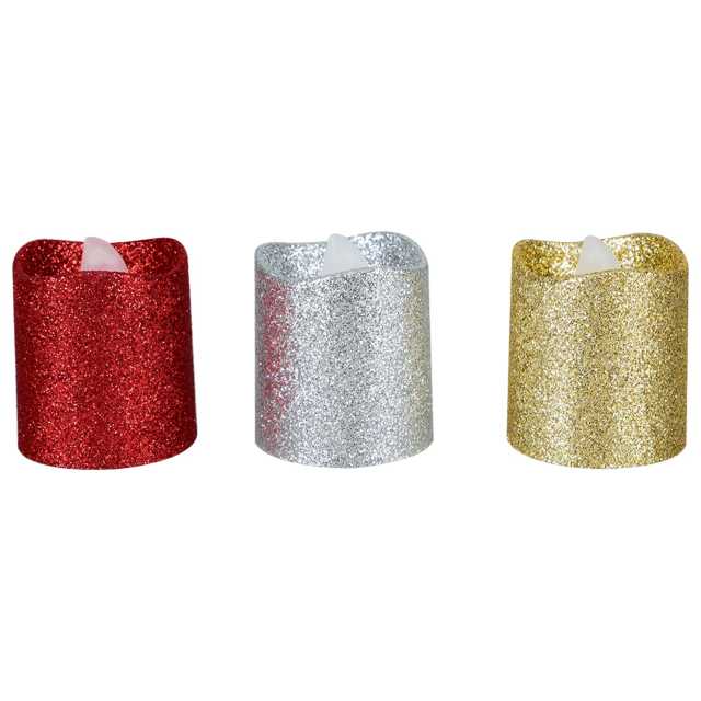 O'Canny LED-Kerzen mit Glitter warmweiß Höhe 4,2 cm 4er Pack 3fach