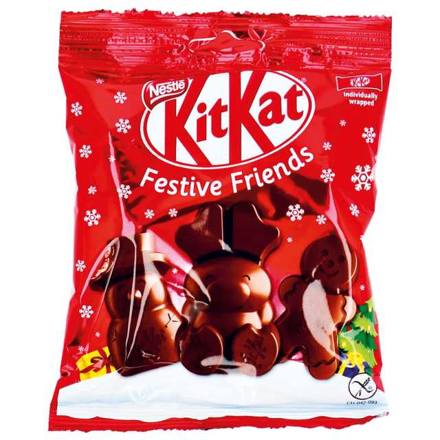KitKat Festive Friends aus Milchschokolade mit Knusperwaffel 65 g