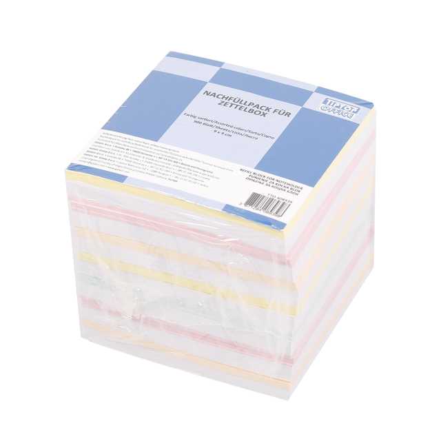 Notizzettelbox aus Kunststoff, 900 Blatt ,farbig / weiß