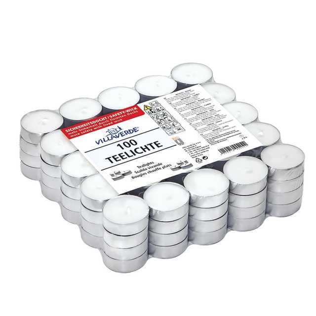 Teelichte Blockpackung, weiß, 100 Stück