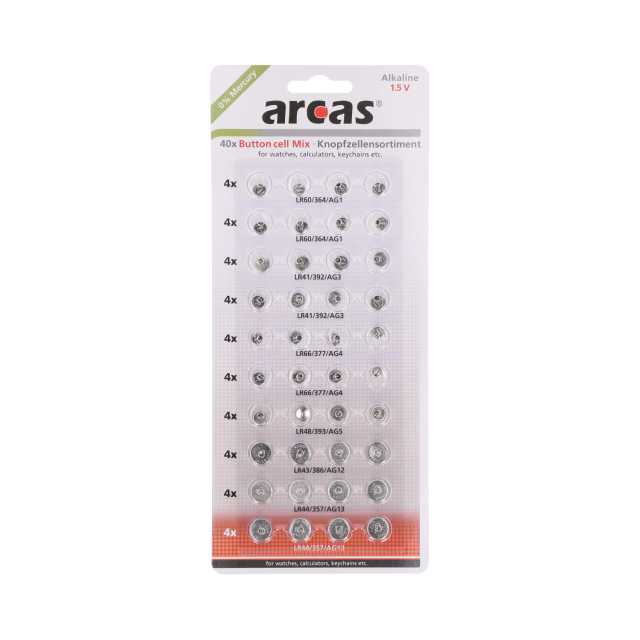 Arcas Batterien Knopfzellen 40er