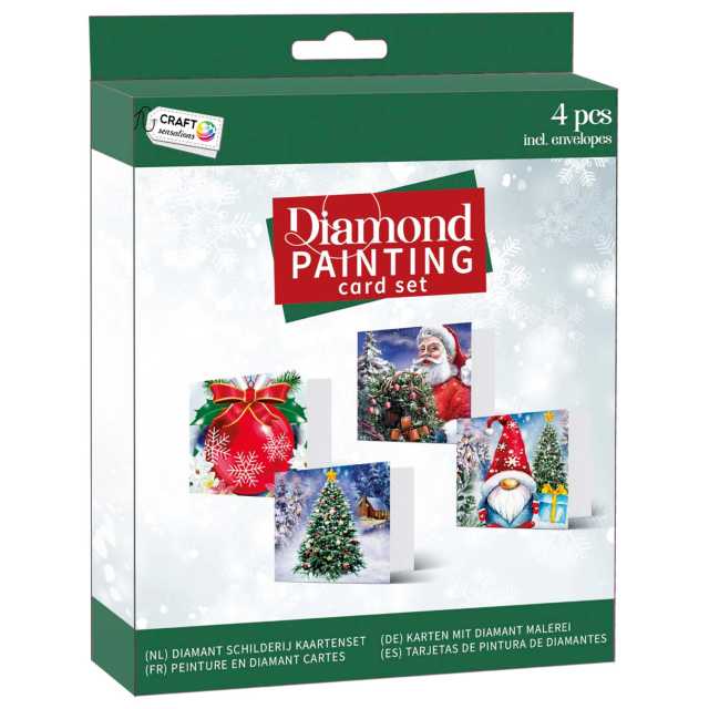 Diamond Painting Weihnachten Karten-Set mit Umschlägen 4er