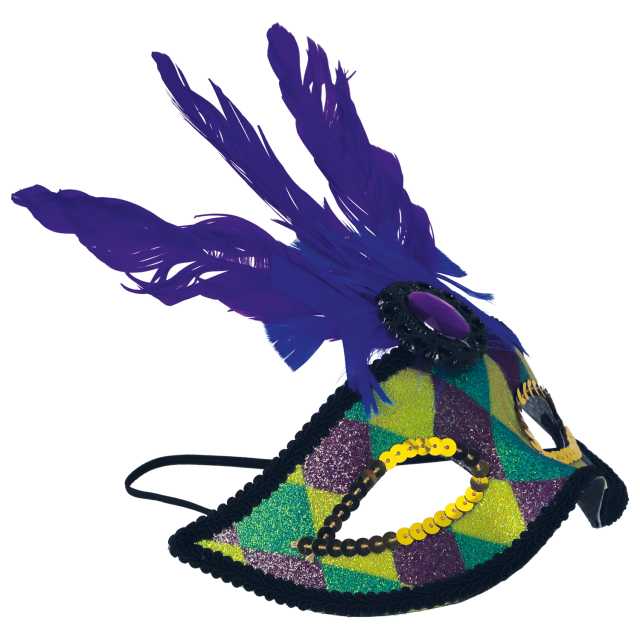 Fasching Maske mit Federn u. Schmuck