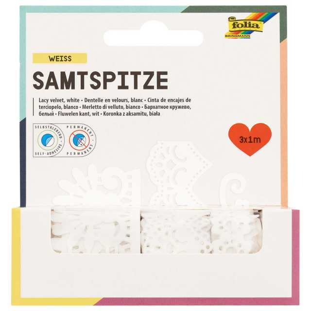folia® Samtbordüre Spitze, selbstklebend, 3x1m