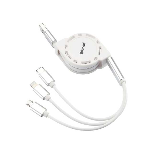 Ladekabel 3in1 einziehbar 1 m, weiß