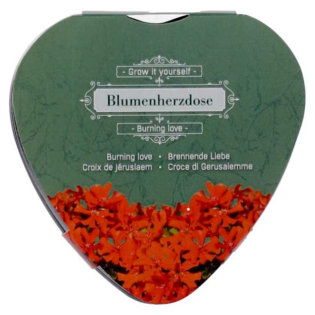 Anzuchtset: Zinkdose in Herzform Brennende Liebe