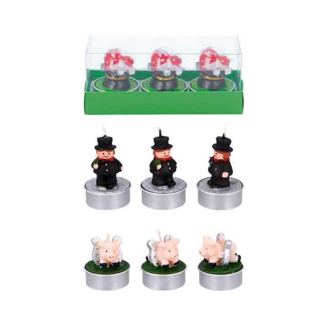 Teelichte Silvester 3er versch. 3D-Motive