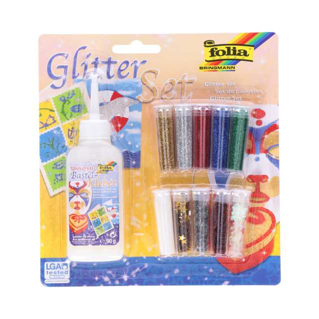 folia® Glitter Set 10 Dosen, Dekomaterial