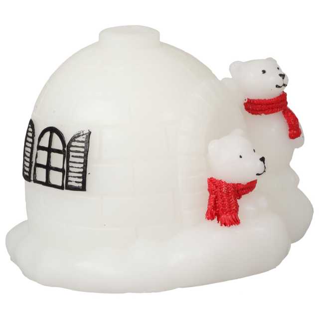 LED-Kerze Iglu aus Echtwachs warmweiß Ø 14 cm Höhe 12 cm