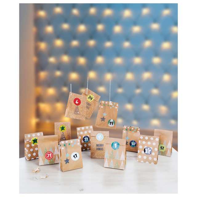 folia® Nature Adventskalender-Set mit 24 lebensmittelechten Tüten & Zubehör 49teilig
