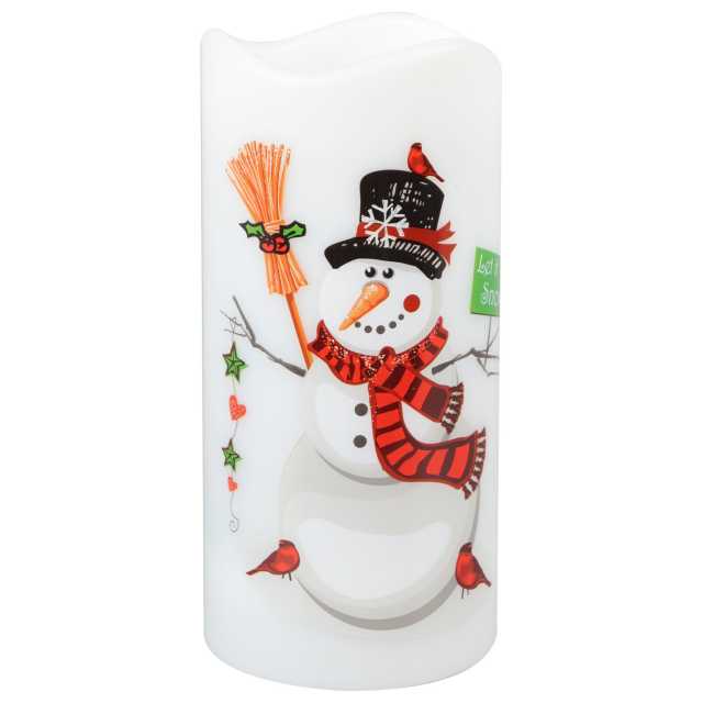 LED Kerze Weihnachten mit Projektion aus Kunststoff 15 cm