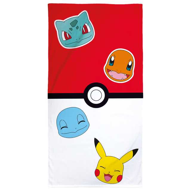Strandlaken Pokémon 75x150cm, rot/weiß, blau