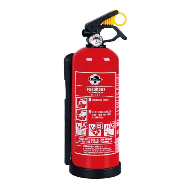 Feuerlöscher mit Halter, DIN EN 3-7, 1kg