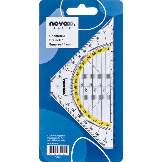 novooo Geodreieck Kunststoff transparent 14 cm