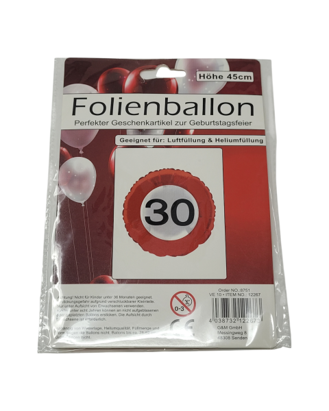 Folienballon Verkehrsschild