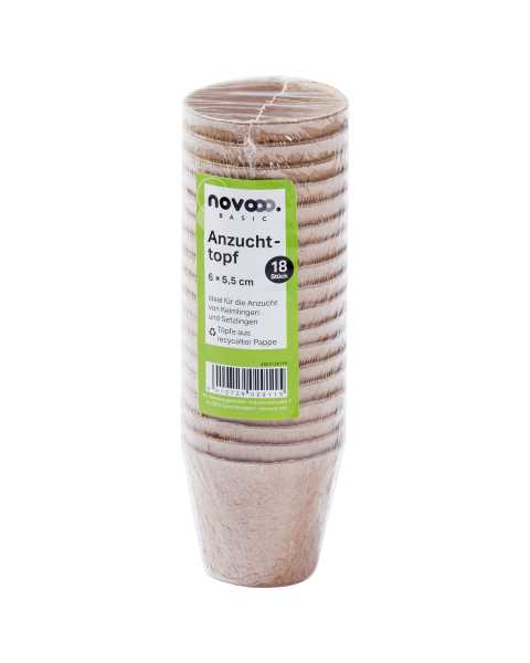 novooo Anzuchttöpfe 18er, 6x6,5cm,Pappe