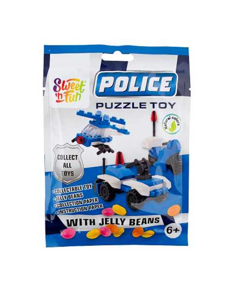 Puzzle m.Süßigkeit Polizeimotiv
