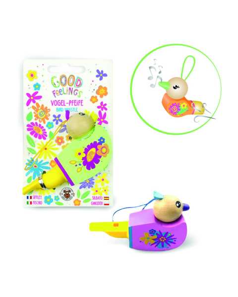 Vogelpfeife Holz 3fach sort.