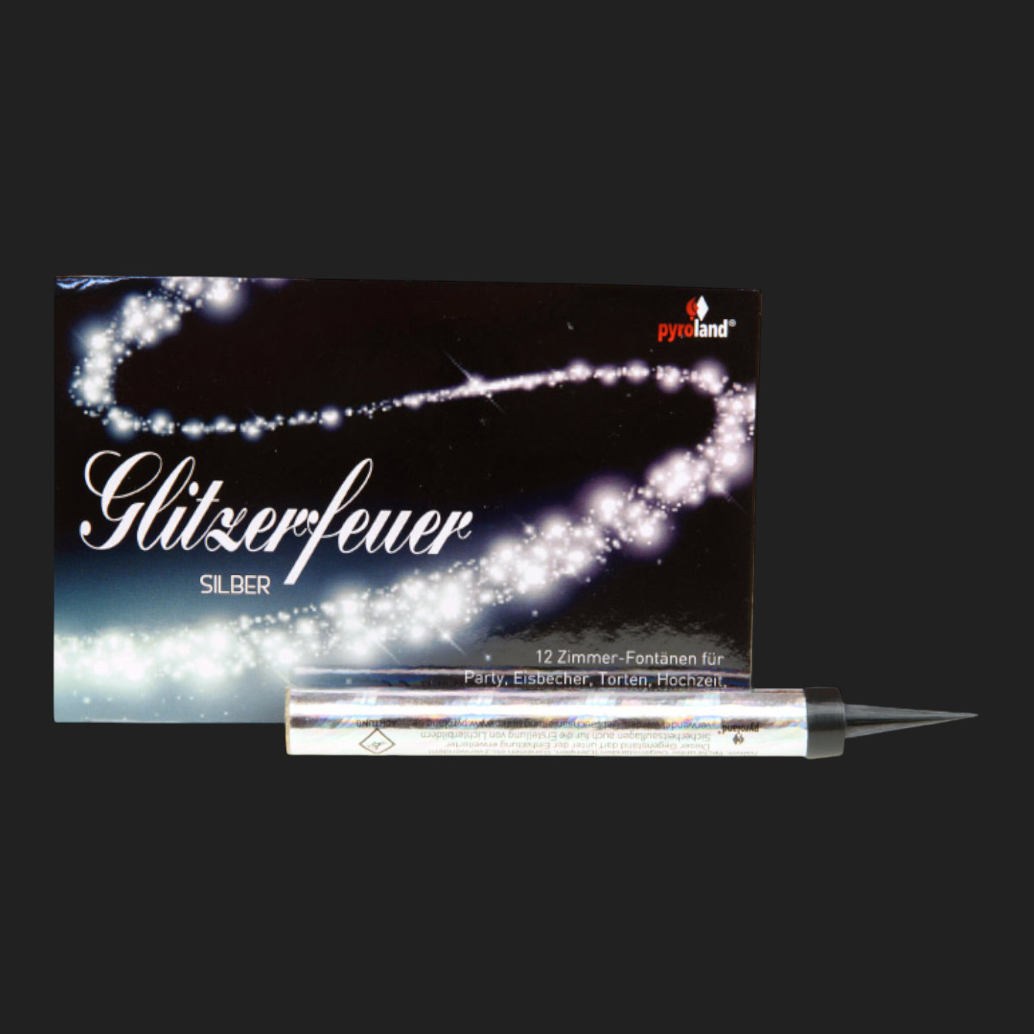 Glitzerfeuer Silber, 12 Stück